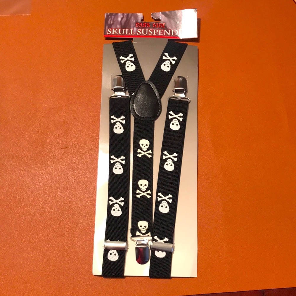 Skull Suspenders - Black